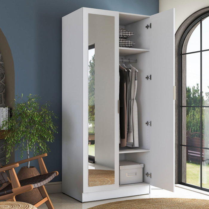 Hanah Home Armario Blanco con Estanterías Hanah Home Armario Blanco con Estanterías